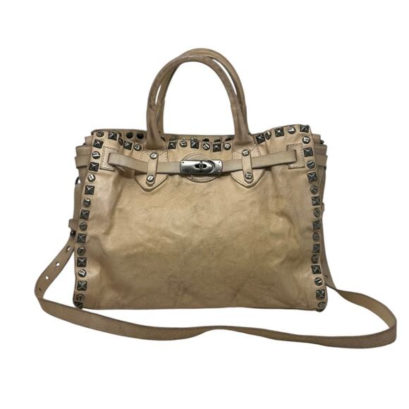 GIORGIO BRATO Beige Leather Studded Tote Bag - Picture 1 of 16
